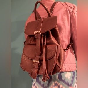 Brown leather vintage backpack